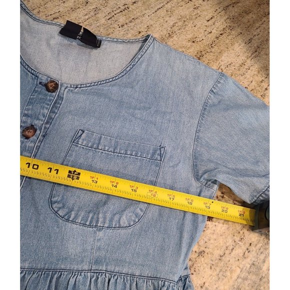 Blue Buttoned Puff Sleeve Sundress - Picture 4 of 15